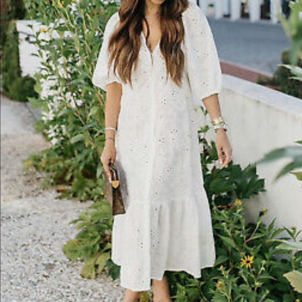 Zara White Eyelet Midi Dress - Picture 4 of 11